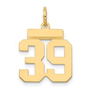 14k Yellow Gold, Athletic Collection, Small Polished Number 39 Pendant